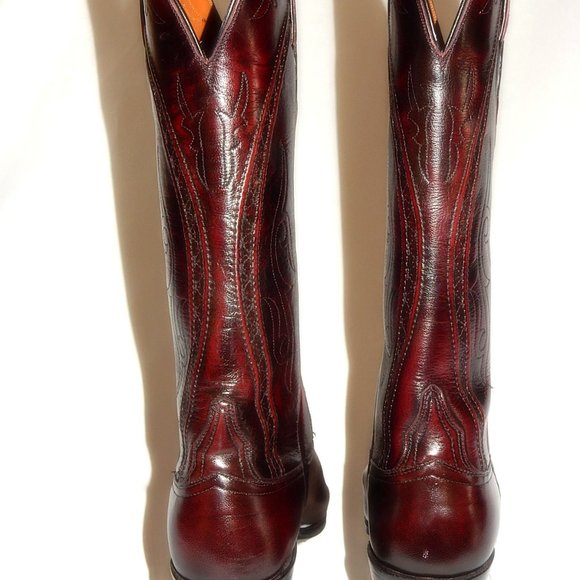 Lucchese Classic Black Cherry Goat Western Boots - Picture 3 of 7